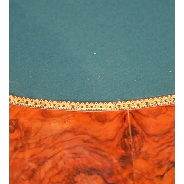 Brown 19th Century French Louis-Philippe Burl Walnut and Felt Folding Game Table For Sale - Image 8 of 11