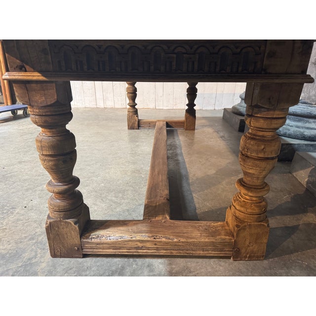 Larger Oak Farmhouse Dining Table, 1925 For Sale - Image 9 of 16