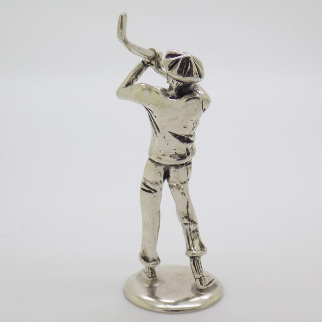 Vintage Italian Handmade Genuine Silver Golf Player Rare Figurine Sculpture For Sale - Image 6 of 9