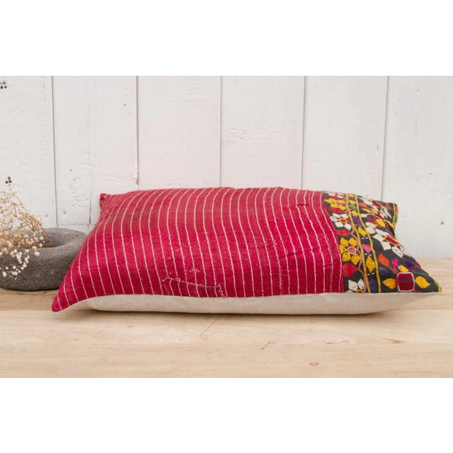 Callie Antique Mashru Tribal Pillow For Sale - Image 4 of 8