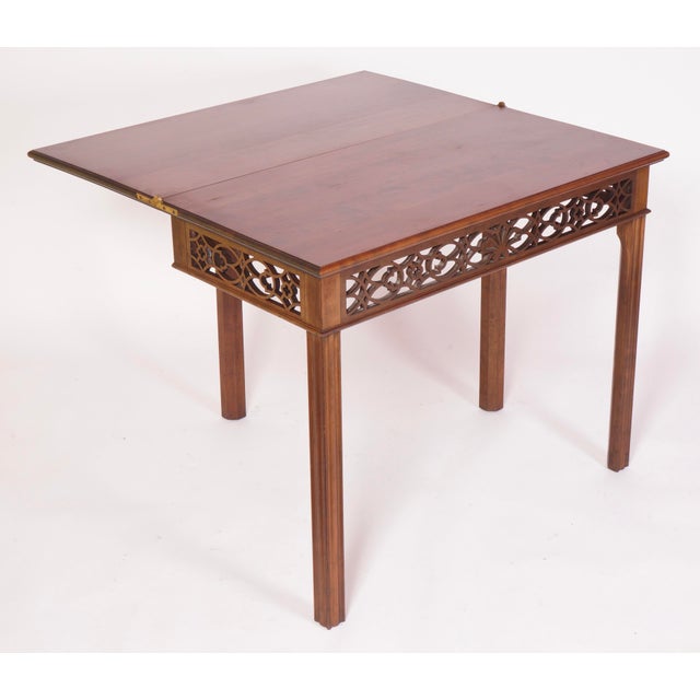 Chippendale Walnut Game Table by Bartley Collection For Sale - Image 12 of 12