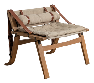 Danish Armchair in Canvas and Leather, 20th Century