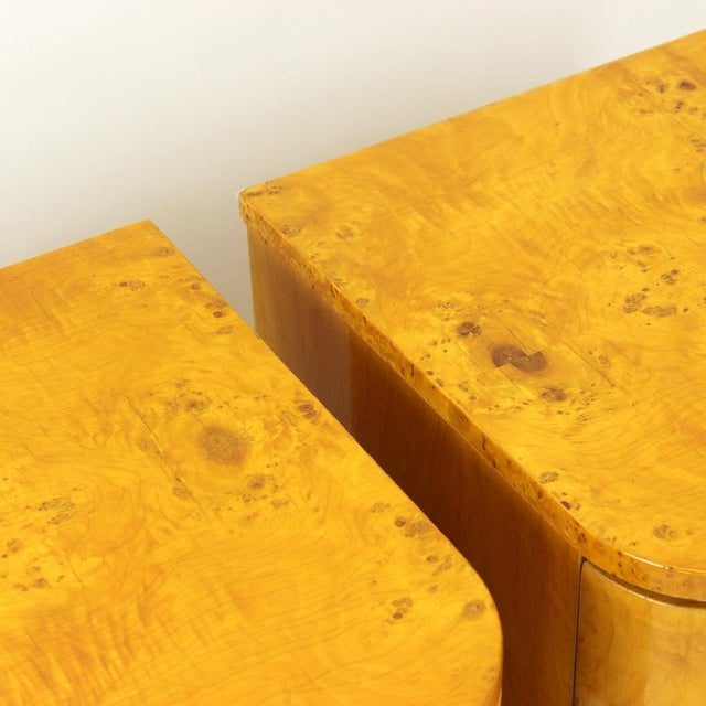 1940s Art Deco Bedside Tables in Root Veneer, Former Czechoslovakia, 1940s, Set of 2 For Sale - Image 5 of 17