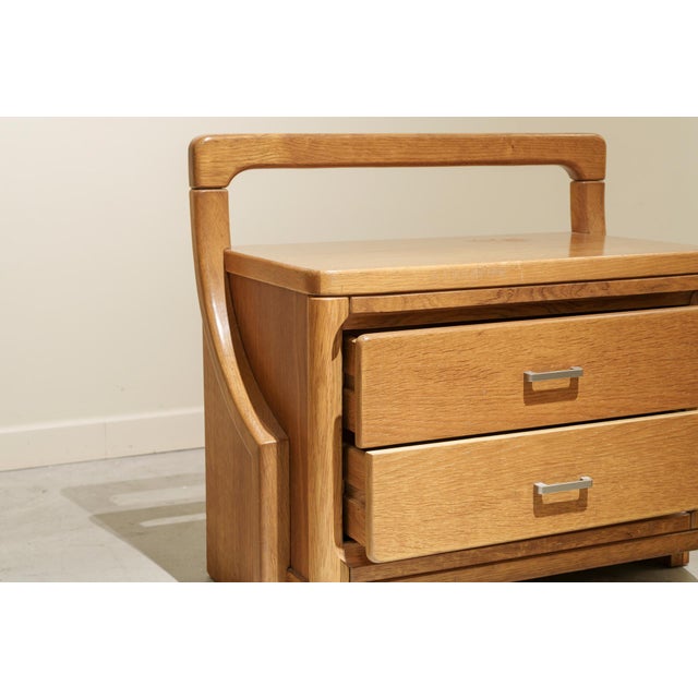 Brown Bedside Tables in Oak and Steel, 1960s, Set of 2 For Sale - Image 8 of 9
