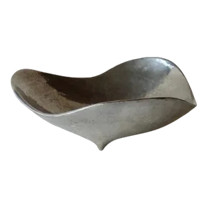 Mid 20th Century Bruce Fox Polished Cast Aluminum Organic Form Footed Bowl