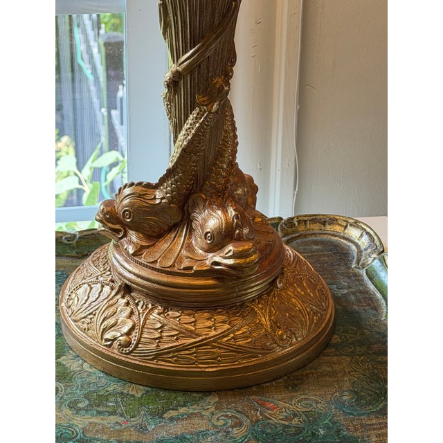 Antique Salem Bros. Ny Figural Dolphin Table Lamp, Neoclassical Gilt Spelter, C. 1900–1920 For Sale - Image 4 of 9