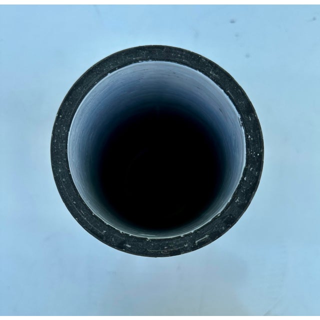 Modern Adler Palm Springs Black and White Striped Cylindrical Stoneware Vase For Sale - Image 3 of 7