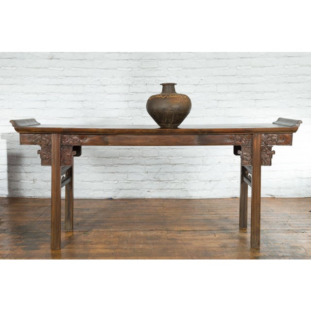 Ceramic Rustic Indian Vintage Vase with Tapering Lines and Gilded Calligraphy For Sale - Image 7 of 13