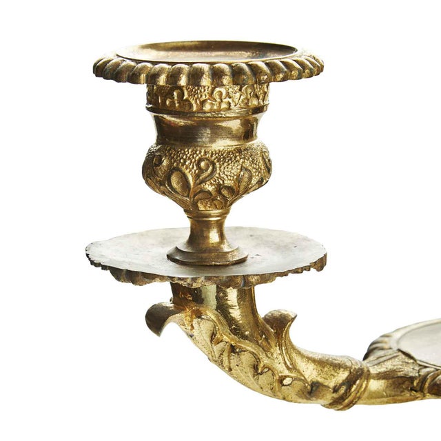 Traditional Empire Three-Layer Candleholders in Gilded Bronze, 1800, Set of 2 For Sale - Image 3 of 6