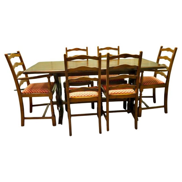 Vintage Oak Refectory Table and Chairs, 1960, Set of 7 For Sale - Image 9 of 9