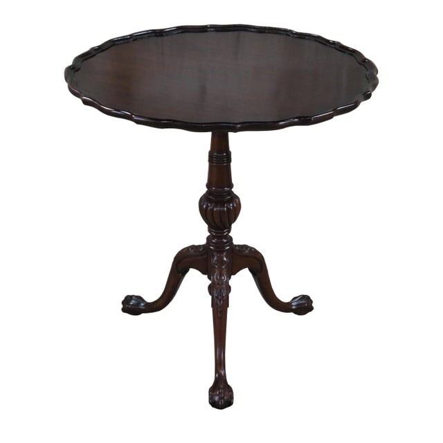 1900s Antique George III Chippendale Style Mahogany Tilt Top Pie Crust Tea Table For Sale - Image 13 of 13
