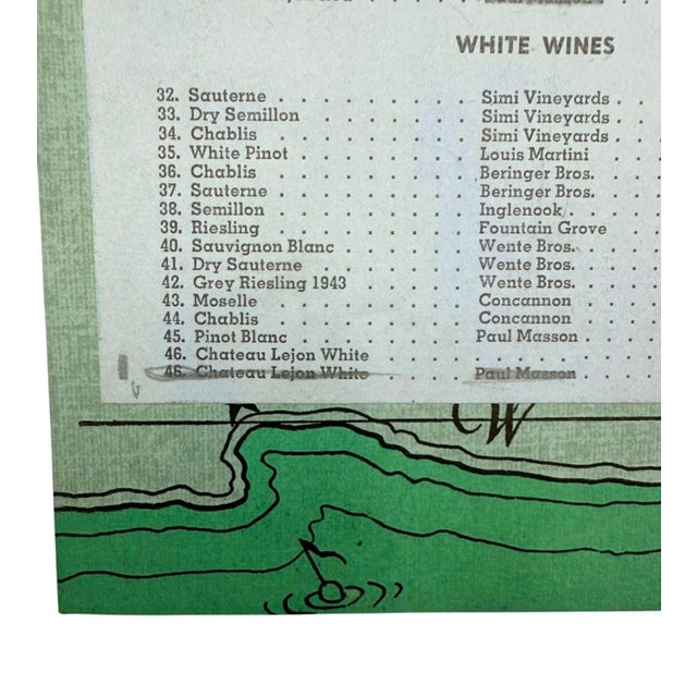 Nautical Vintage St. Francis Yacht Club San Francisco California Wine Menu Paper Nautical For Sale - Image 3 of 8