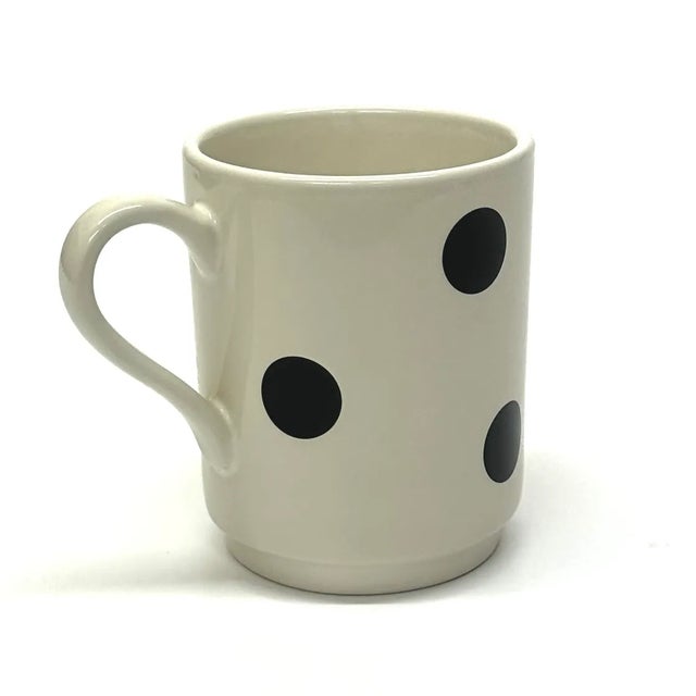 Vintage White Ceramic Mugs With Multicolor Polka Dot Pattern, Group of 4. For Sale In Miami - Image 6 of 8