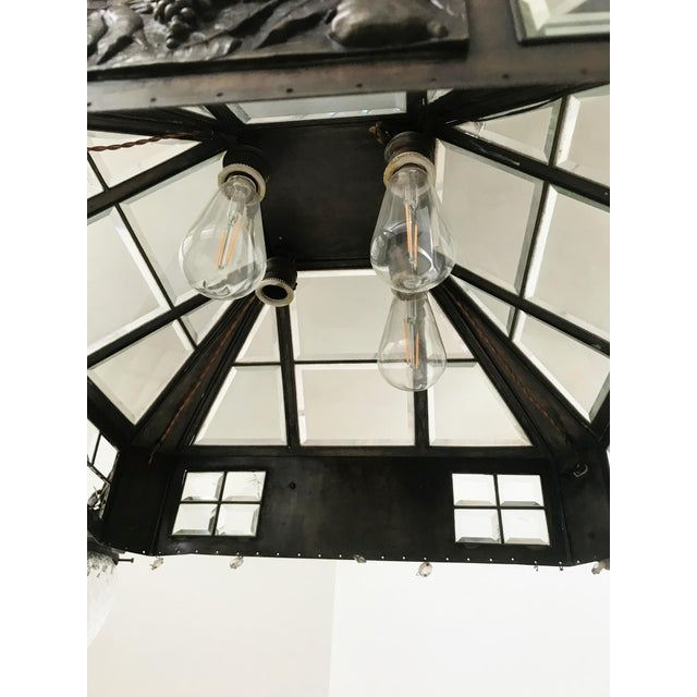 Large Italian Art Nouveau Chandelier in Wrought Iron, 1930 For Sale - Image 9 of 12