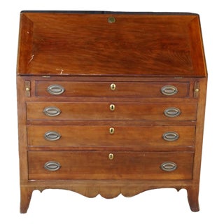 Antique American Federal Hepplewhite Mahogany Slant Drop Front Secretary Desk For Sale