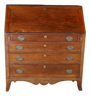 Antique American Federal Hepplewhite Mahogany Slant Drop Front Secretary Desk