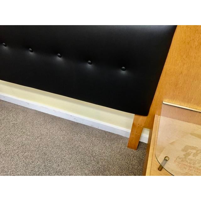 Wood G Plan Queen Size Headboard & Night Stands With Glass Shelf C 1950's For Sale - Image 7 of 9