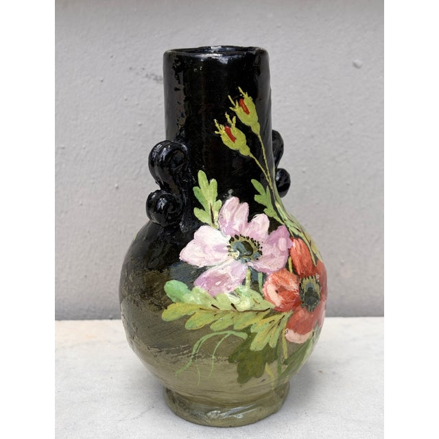 Late 19th Century 19th Century French Flowers Majolica Vase Theodore Lefront For Sale - Image 5 of 8