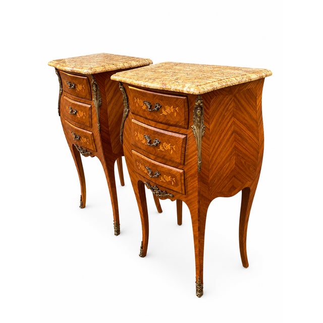 Louis XV Style Bedside Tables, 1890s, Set of 2 For Sale - Image 6 of 11