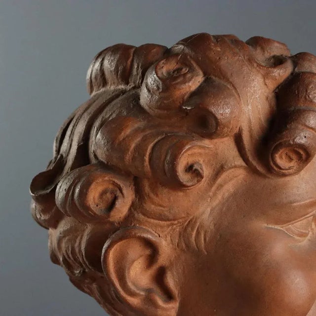 Antique Terracotta Bust of Boy by A. Menchi, 20th Century For Sale - Image 5 of 9