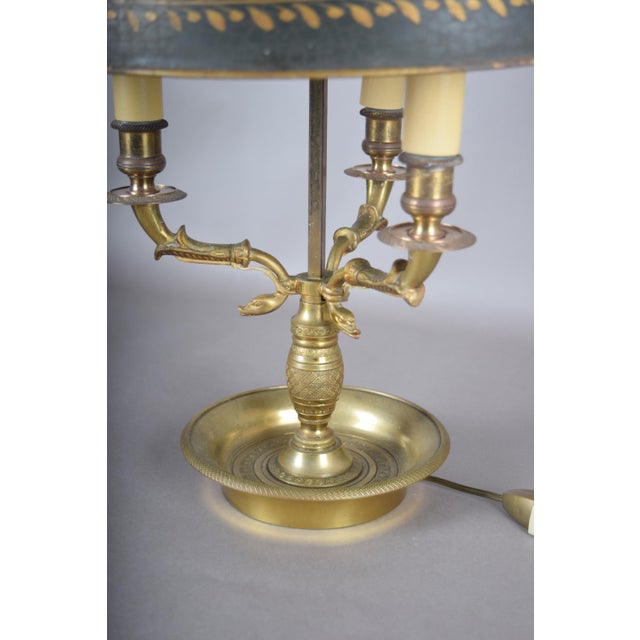 Antique Empire Bronze Bouillotte Lamp with Swan Motifs, 1910s For Sale - Image 6 of 16