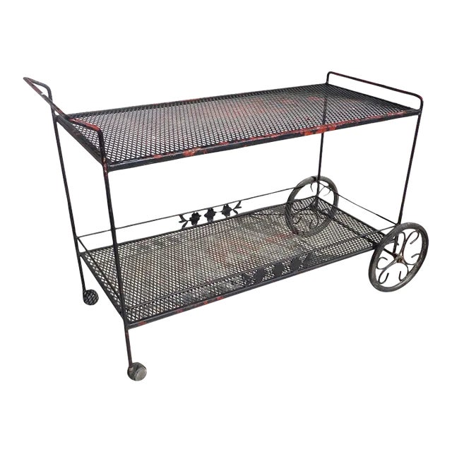 Woodard Wrought Iron Bar Serving Cart For Sale