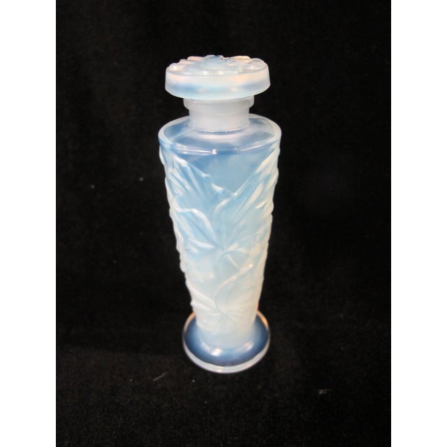 Glass Sabino Paris Orchidees Orchid Flower Opalescent Blue Art Glass Perfume Bottle For Sale - Image 7 of 10