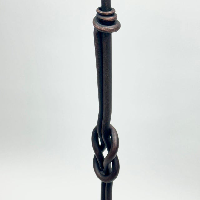 Hand Forged Iron Floor Candelabra (110cm) Hercules Knot Double Stem – Antique Copper or Gold Finish For Sale - Image 16 of 17