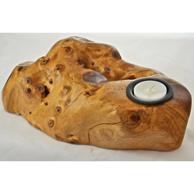Natural hardwood Maple burl growth knot with secured metal candle cup liner. Holds a tea lite candle. Wonderfull in a...
