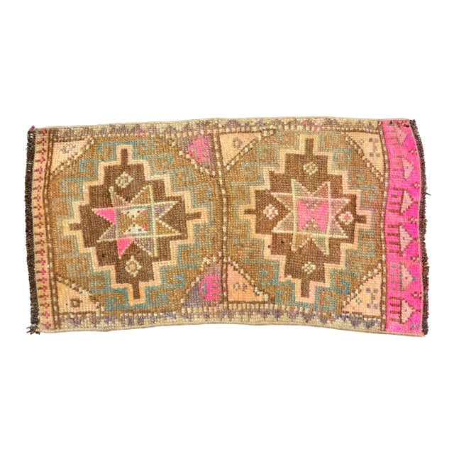 Vintage Oushah Distressed Small Rug For Sale