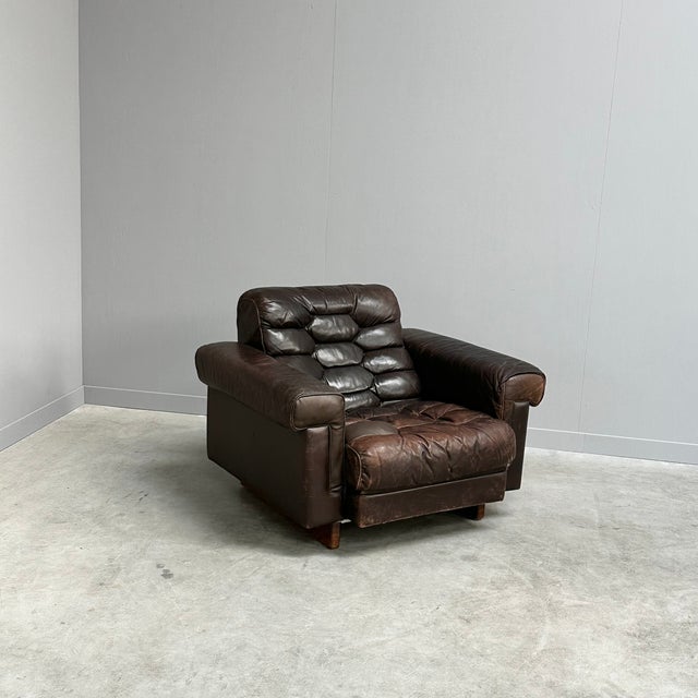 Brown Vintage DS-P Chair in Leather by Robert Haussmann for de Sede, 1970s For Sale - Image 8 of 9