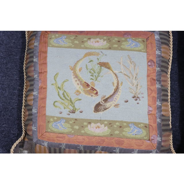 Early 21st Century Needlepoint Coy Pillows/Pair For Sale - Image 5 of 9