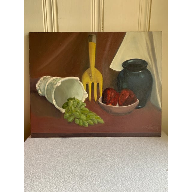 Vintage Original Canvas Still Life Painting For Sale - Image 12 of 12