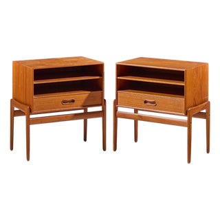 Arne Vodder for Vamo Sønderborg Mid Century Danish Teak Nightstands - Pair For Sale