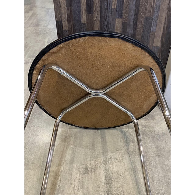 Vintage Bauhaus Style Chrome and Black Imitation Leather Side Table, 1970s For Sale - Image 9 of 18