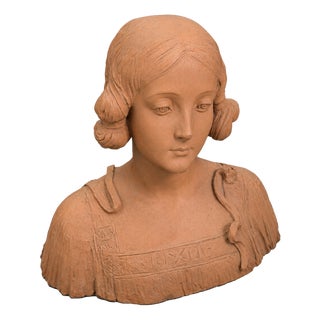 Art Deco Terracotta Female Bust, 1930s For Sale