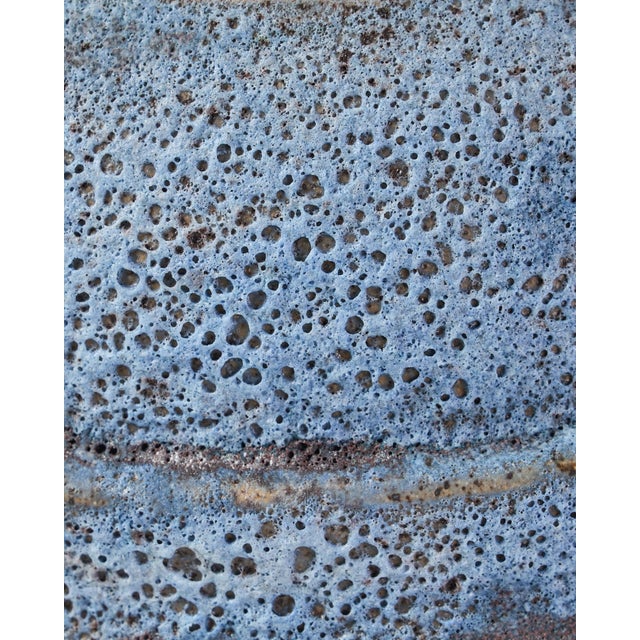Organic Modern Decorative Bowl by Ank Studios in Textured Blue Ceramic For Sale - Image 9 of 12