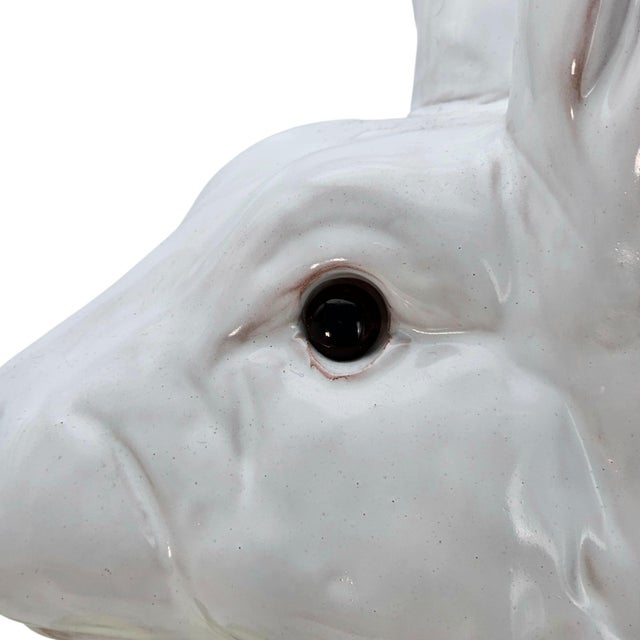 Large White Rabbit Statement Animal Sculpture Earth Needs California Glazed Terracotta Statue 27.5" For Sale - Image 13 of 17