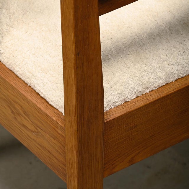 Dutch Art Deco Amsterdam School Armchair in Oak and Bouclé Fabric, 1930s For Sale - Image 16 of 17