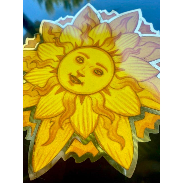 Rare Vintage Couroc Sunburst Face Tray – Bohemian Hollywood Regency For Sale - Image 4 of 9