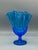 1950s Fenton Colonial Blue Thumbprint Thousand Eye Footed Handkerchief Vase For Sale In Orlando - Image 6 of 8