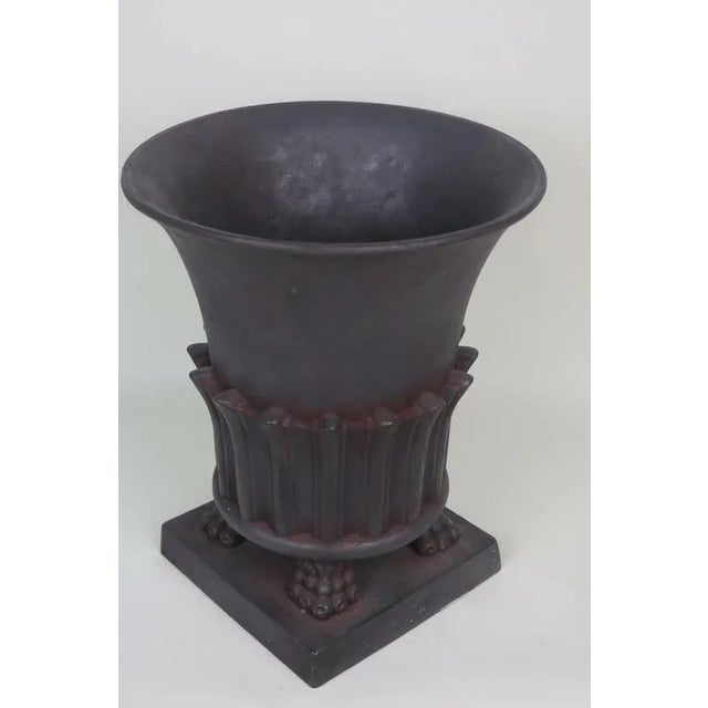 Vintage 1950s Large Black Greco-Roman Style Terra Cotta Classic Urn For Sale - Image 4 of 5