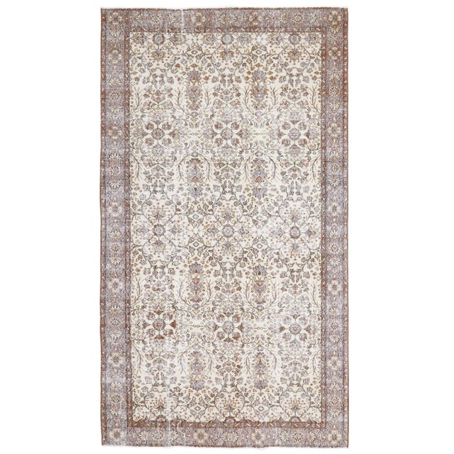 Vintage Turkish Hand-Knotted Wool Cotton Beige Area Rug For Sale - Image 10 of 10