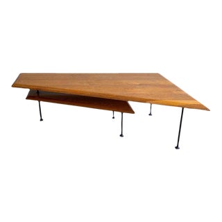 American Modern Iron and Oak Articulating Coffee Table For Sale