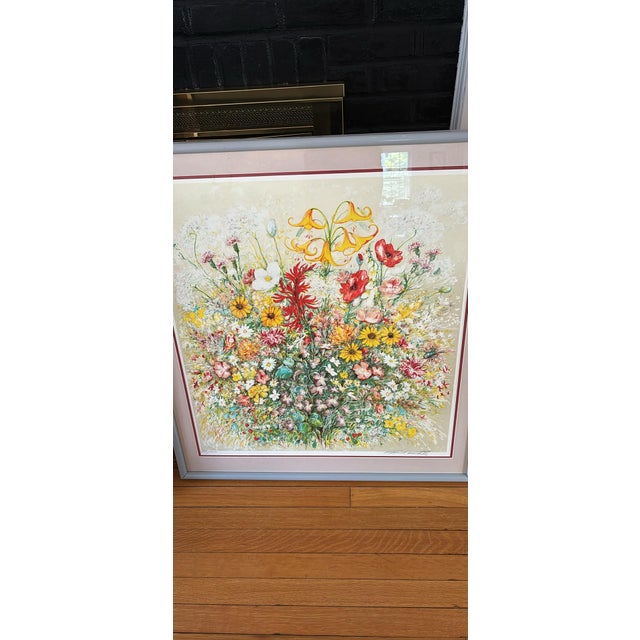 Figurative 1950s Large Floral Still Life Signed Numbered Print by Czech Artist Kamil Kubic For Sale - Image 3 of 4