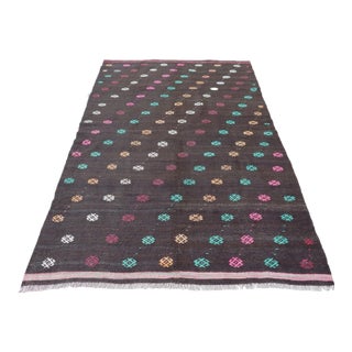 1960s Vintage Turkish Handmade Kilim Rug - 75"x111" For Sale