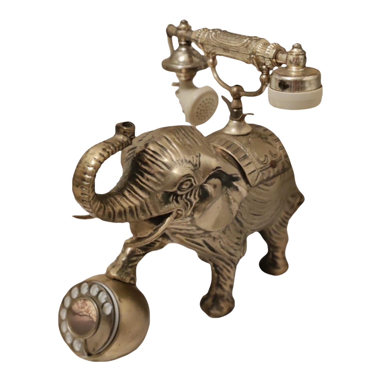 1960s Hollywood Regency Ornate Brass Elephant Telephone Chairish