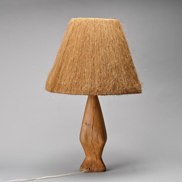 Turned Wood and Natural Fiber Lamp, France, 1960 For Sale - Image 11 of 11