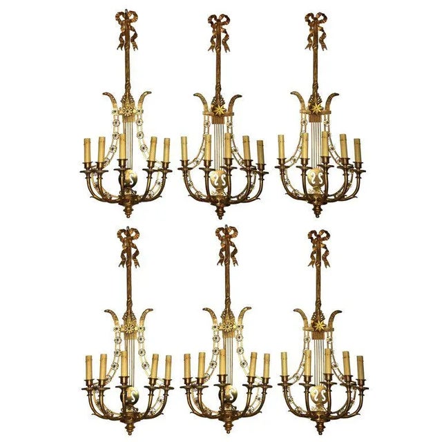 Louis XVI Style Harp Back Bronze Wall Sconce - Set of 6 For Sale - Image 10 of 10