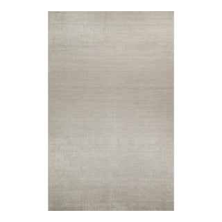 2010s Rug & Kilim’s Plain Modern Rug in Solid Silver-Gray Tone-on-Tone - 12x19 For Sale